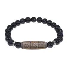 Браслет с 9-глазой бусиной Дзи и синт.камнем Синий авантюрин BSDS8-23-02