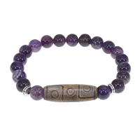 Браслет с 9-глазой бусиной Дзи и нат.камнем Аметист BSDS8-23-03