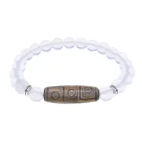 Браслет с 9-глазой бусиной Дзи и синт.камнем Лунный камень BSDS8-23-11