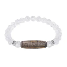 Браслет с 9-глазой бусиной Дзи и синт.камнем Сахарный кварц BSDS8-23-16