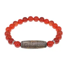 Браслет с 9-глазой бусиной Дзи и нат.камнем Сердолик BSDS8-23-17