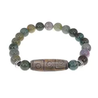 Браслет с 9-глазой бусиной Дзи и нат.камнем Яшма BSDS8-23-25
