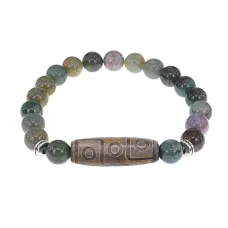 Браслет с 9-глазой бусиной Дзи и нат.камнем Яшма BSDS8-23-25