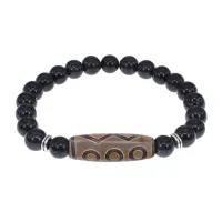 Браслет с 6-глазой бусиной Дзи и синт.камнем Синий авантюрин BSDS8-24-02