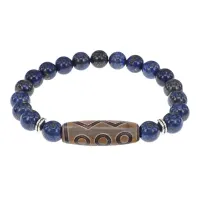 Браслет с 6-глазой бусиной Дзи и нат.камнем Лазурит BSDS8-24-10