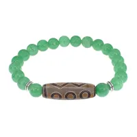 Браслет с 6-глазой бусиной Дзи и нат.камнем Нефрит BSDS8-24-13