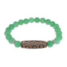 Браслет с 6-глазой бусиной Дзи и нат.камнем Нефрит BSDS8-24-13