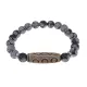 Браслет с 6-глазой бусиной Дзи и нат.камнем Снежный обсидиан BSDS8-24-14