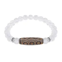 Браслет с 6-глазой бусиной Дзи и синт. камнем Сахарный кварц BSDS8-24-16