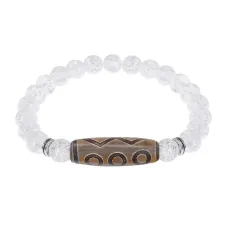 Браслет с 6-глазой бусиной Дзи и синт. камнем Сахарный кварц BSDS8-24-16