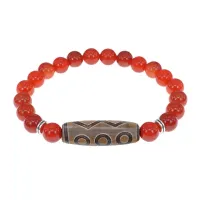 Браслет с 6-глазой бусиной Дзи и нат.камнем Сердолик BSDS8-24-17