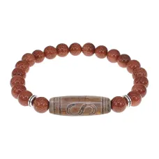 Браслет с Бусиной Дзи Денежный крючок и синт.камнем Коричневый авантюрин BSDS8-25-01