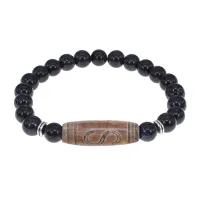 Браслет с Бусиной Дзи Денежный крючок и синт.камнем Синий авантюрин BSDS8-25-02