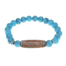 Браслет с Бусиной Дзи Денежный крючок и синт.камнем Бирюза BSDS8-25-05