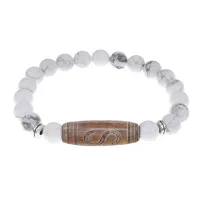 Браслет с Бусиной Дзи Денежный крючок и нат.камнем Кахолонг BSDS8-25-07