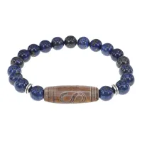 Браслет с Бусиной Дзи Денежный крючок и нат.камнем Лазурит BSDS8-25-10