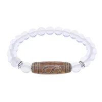 Браслет с бусиной Дзи Денежный крючок и синт. камнем Лунный камень BSDS8-25-11