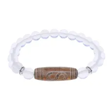 Браслет с бусиной Дзи Денежный крючок и синт. камнем Лунный камень BSDS8-25-11