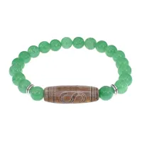 Браслет с бусиной Дзи Денежный крючок и нат.камнем Нефрит BSDS8-25-13