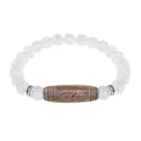 Браслет с Бусиной Дзи Денежный крючок и синт.камнем Сахарный кварц BSDS8-25-16