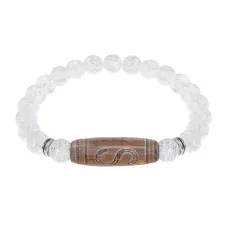 Браслет с Бусиной Дзи Денежный крючок и синт.камнем Сахарный кварц BSDS8-25-16