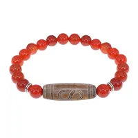 Браслет с бусиной Дзи Денежный крючок и нат.камнем Сердолик BSDS8-25-17