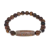 Браслет с бусиной Дзи Денежный крючок и нат. камнем Тигровый глаз BSDS8-25-19