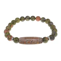 Браслет с бусиной Дзи Денежный крючок и нат.камнем Унакит BSDS8-25-20