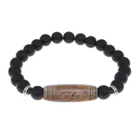 Браслет с бусиной Дзи Денежный крючок и синт. камнем Шунгит BSDS8-25-24
