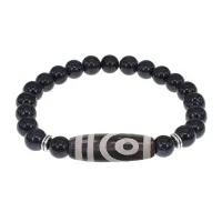 Браслет с 2-глазой бусиной Дзи и синт.камнем Синий авантюрин BSDS8-26-02