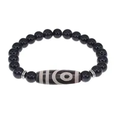 Браслет с 2-глазой бусиной Дзи и синт.камнем Синий авантюрин BSDS8-26-02