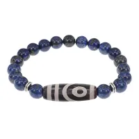 Браслет с 2-глазой бусиной Дзи и нат.камнем Лазурит