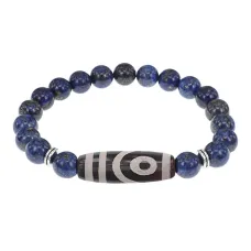Браслет с 2-глазой бусиной Дзи и нат.камнем Лазурит