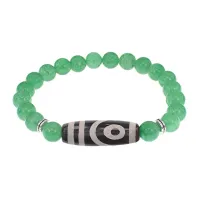 Браслет с 2-глазой бусиной Дзи и нат.камнем Нефрит BSDS8-26-13