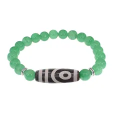 Браслет с 2-глазой бусиной Дзи и нат.камнем Нефрит BSDS8-26-13