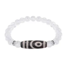 Браслет с 2-глазой бусиной Дзи и синт. камнем Сахарный кварц BSDS8-26-16