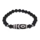 Браслет с 2-глазой бусиной Дзи и синт.камнем Шунгит BSDS8-26-24