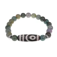 Браслет с 2-глазой бусиной Дзи и нат.камнем Яшма BSDS8-26-25