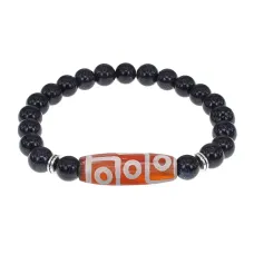 Браслет с 9-глазой бусиной Дзи и синт.камнем Синий авантюрин BSDS8-27-02