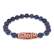 Браслет с 9-глазой бусиной Дзи и нат.камнем Лазурит BSDS8-27-10