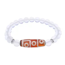 Браслет с 9-глазой бусиной Дзи и синт. камнем Лунный камень BSDS8-27-11