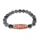 Браслет с 9-глазой бусиной Дзи и нат.камнем Снежный обсидиан BSDS8-27-14