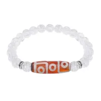 Браслет с 9-глазой бусиной Дзи и синт. камнем Сахарный кварц BSDS8-27-16