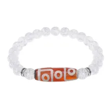 Браслет с 9-глазой бусиной Дзи и синт. камнем Сахарный кварц BSDS8-27-16