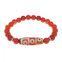 Браслет с 9-глазой бусиной Дзи и нат.камнем Сердолик BSDS8-27-17