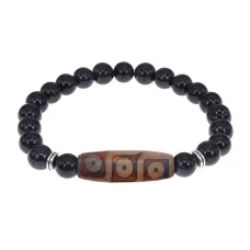 Браслет с 9-глазой бусиной Дзи и синт.камнем Синий авантюрин BSDS8-28-02