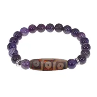 Браслет с 9-глазой бусиной Дзи и нат.камнем Аметист BSDS8-28-03