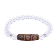Браслет с 9-глазой бусиной Дзи и синт.камнем Лунный камень BSDS8-28-11