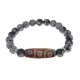 Браслет с 9-глазой бусиной Дзи и нат.камнем Снежный обсидиан BSDS8-28-14