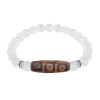 Браслет с 9-глазой бусиной Дзи и синт.камнем Сахарный кварц BSDS8-28-16